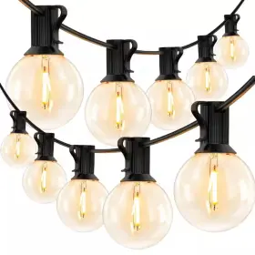 Koaoeirs 313042254233 Led 50 Ft. 25-light. Outdoor Solar Integrated G40 Incandescent Clear Globe B