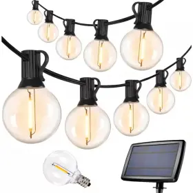 Koaoeirs 744759123015 25-light 50 Ft. Outdoor Solar Led G40 Integrated Globe Shatterproof 2700k Pa