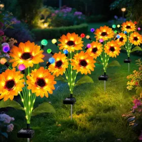Xm-qc-yhcxrk-4 Kohlrabi Solar Garden Lights-4 Pack Sunflowers With 4 Muti-color