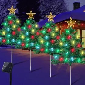 Cp010 Kucicezu Christmas Decorations Outdoor 4 Sets Solar Tree With 80pcs