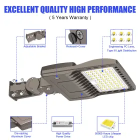 Ng-nsb-240w Kukupoo 240w Led Parking Lot Area Pole Lights 33600lm Dusk To Dawn Photocell Street Lamp