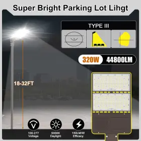Ng-pl-320w-508p-cnga Kukupoo 320w Shoebox Led Security Lighting Dusk To Dawn Floodlight Street Area