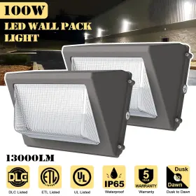 Ng-wp-100w-5k Kukuppo 2 Pack Led Wall Light 100w 13 000lm Dusk-to-dawn Outdoor Security Lighting