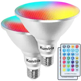 Cg-p3835w-rgbw-ac Kuniwa 2 Pack Par38 Flood Light Bulbs Outdoor 30w Led Color Changing Spotlight Wate