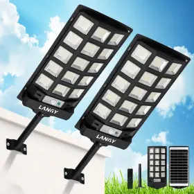Langy 761709634551 Solar Street Lights Outdoor 2 Pack 2pack 60000lm Black