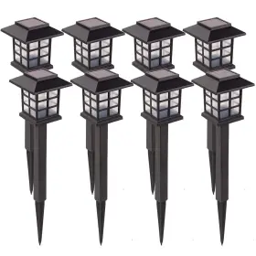 Plsq-8p Laurel Canyon 8 Pack Solar Pathway Lights Outdoor Landscape Black