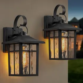 Xg7003o-w1bk Lawyettle 2 Pack Dusk To Dawn Outdoor Wall Lights Aluminum Exterior Light Fixtures Wal