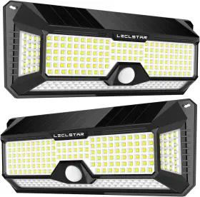 M1081 Leclstar Solar Outdoor Lights - 4000lm 268 Led Security With 4 Wide Angle