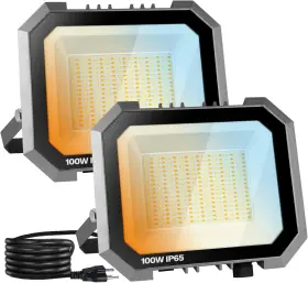 3cct Leddictive 744110601015 2 Pack Led Flood Lights Outdoor 3000/4000/6000k Selectable 100w 10000lm