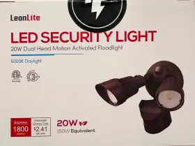 Leonlite 616320524036 Led Security Light Dual Head 20w Waterproof