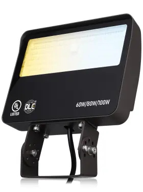 Leonlite E-90156 3cct Led Flood Light Dusk To Dawn 100w/80w/60w Trunnion Mount