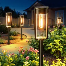 Dc-001 Letmy Solar Pathway Lights Outdoor 8 Pack Black Body And Warm White Light