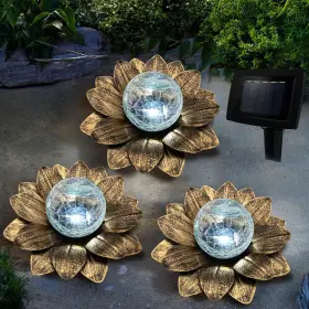 Lewis&wayne 768825388788 Solar Garden Lights Outdoor 3 Pcs Coppery Lotus Flower