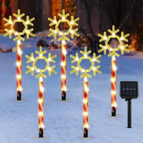 Hd250056 Lewondr Solar Christmas Pathway Lights 5 Pcs Warm Light