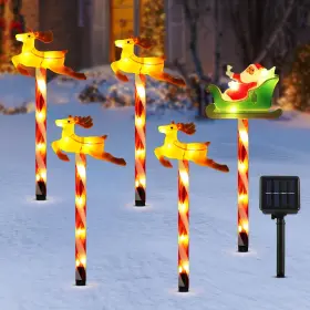 P723314238234 Lewondr Solar Christmas Pathway Lights 5 Pcs Pack Warm Light