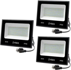 Light 445049498488 3 Pack 60w Led Flood Outdoor Spotlight Super Bright Work With Plug