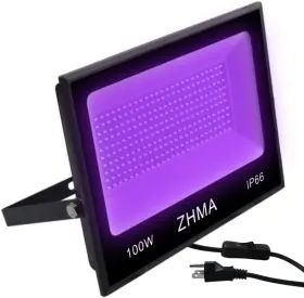 100w Lighting 744759297389 Black Lights Flood Light Blacklight With Plug And Switch For Glow Party Lar