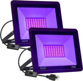 Blk001 Lighting 50w Led Black Lights - 2 Pack Waterproof Uv Spotlights For Parties And Halloween
