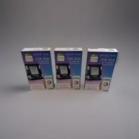 900018-rgb-us-3 Lighting Ever Lot Of 3 - Le Ilux Smart Led Floodlights 10w Rgb Bluetooth Mesh Ip65 New In Box