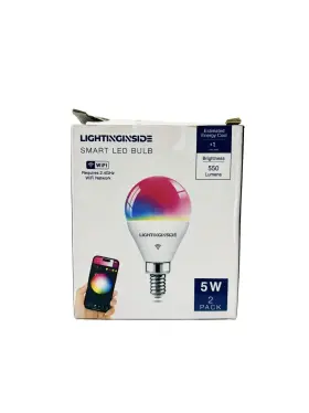 Ltd-sm-g16.5-e12 Lightinginside E12 Smart Light Bulbs 50w Equivalent 550lm 2.4g Wifi Only 2pcs Open-box