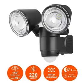 Em-bl268b-mbq Link2home 2 Outdoor Flood Security Lights Motion Activated Battery-operated