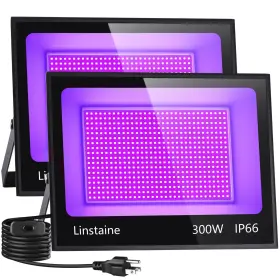 Lstn-tgd-300w-2p Linstaine 300w Blacklight Floodlight With 10ft Cable Waterproof Led Black Light Flood