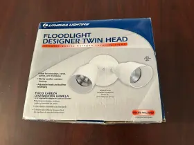 08036 Lithonia Lighting Flood Light Twin Head Lighting. White New In Box. See Photos For Type
