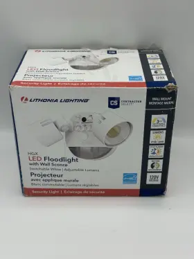 271fev Lithonia Lighting 150w Eq Hardwired Led White 2-head Dusk-to-dawn Flood Light