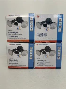 300pr Lithonia Lighting Lot Of 4 New Ofth 300-watt Bronze Dusk To Dawn Flood Light