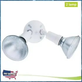 Lithonia Lighting 445048329356 Outdoor Flood Light Fixture 2-bulb White Adjustable Head Safety Security Lamp