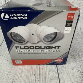200w Lithonia Lighting 745974081326 New Twin Head Quartz Halogen Security Floodlight White