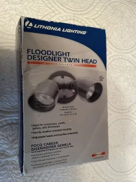200w Lithonia Lighting 784231183182 Twin Head Floodlight Quartz Halogen Security Light New