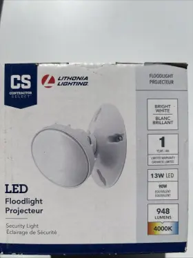 E062518 Lithonia Lighting Contractor 13-w Led White Outdoor Flood Light New In Box