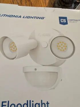 Mohgxled2rh40k120mowhm2 Lithonia Lighting Security Flood Light Two Led Heads Motion Sensor Wet Location