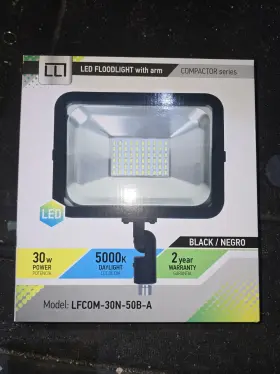 Lfcom-30n-50b-a Llt Led Flood Light 30w 5000k Daylight Black With Arm Model