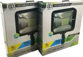 Lfcom-50n-50b-a Llt 2 Led Floodlights With Pivot Arm 50w 5000k Daylight