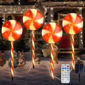 Lfp-tyn-01 Lonfypeng Candy Christmas Decorations Pathway Outdoor Solar 29 Inches 80 Led Red
