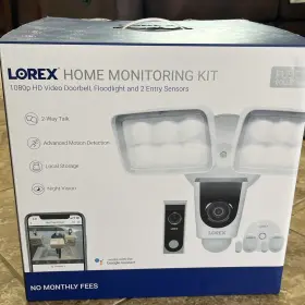 V261-db1-ktk2-e Lorex 1080p Hd Video Doorbell Floodlight And 2 Entry Sensors Night Vision New