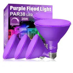 Loxyee 742686421365 Par38 Flood Purple Light Bulb 4 Pack-dimmable E26 Base Out