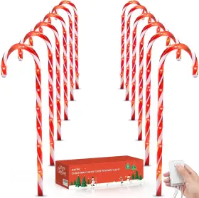 Yfa096 Luditek 24 Inch Christmas Candy Cane Lights Outdoor Pathway - 8 Blinking Red