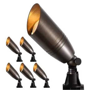 Lumiere 715134883275 Solid Cast Brass Low Voltage Led Spot Light Set Of 6 Outdoor Landscape Lighting
