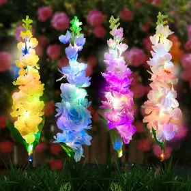 Yf-sl-15 Lumsoloire Solar Garden Lights Delphinium Flowers Outdoor Multi-colored