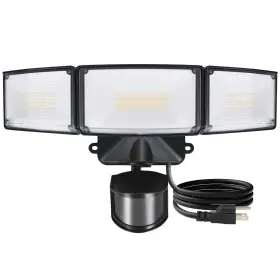 76328180 Lutec 50w Motion Sensor Outdoor Lights 5500 Lm Plug In Flood Light Black