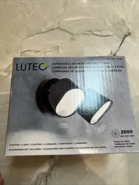 Lutec 845473078015 7637801012 Outdoor 2-head Led Security Light 2500 Lumens Black New
