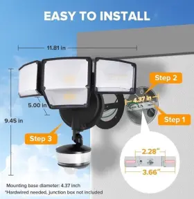 98785 Lutec 84w 9500lm Led Security Light Motion Sensor Outdoor Lights With Night