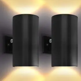 Luxrite 607609862734 Outdoor Sconces 12 Inch X8.2 Color Changing Light Waterproof Cylinder Black