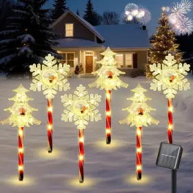 Hd250257 Luxspire Christmas Pathway Lights Outdoor 6 Pack Solar Star Xmas Tree