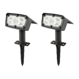 Ms5601055616011 Mainstays Solar Powered Black Color Lock Led Landscape Spotlight 100 Lumens 2 Pack