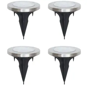Msf128002736001 Mainstays Solar Powered Stainless Steel Led Landscape Disc Lights 12 Lumens