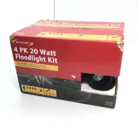 1301-9904-80 Malibu 20 Watt Halogen Flood Light Landscaping Kit 4 Pack With 120w Transformer